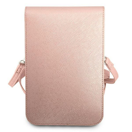 Guess Wallet Saffiano Triangle Logo Phone Bag - Smartphone and Accessory Bag (Pink)