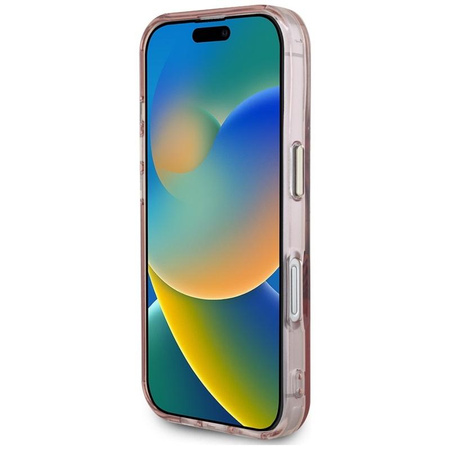 Guess IML Metal Mountain Logo MagSafe - Hülle für iPhone 16 (rosa)