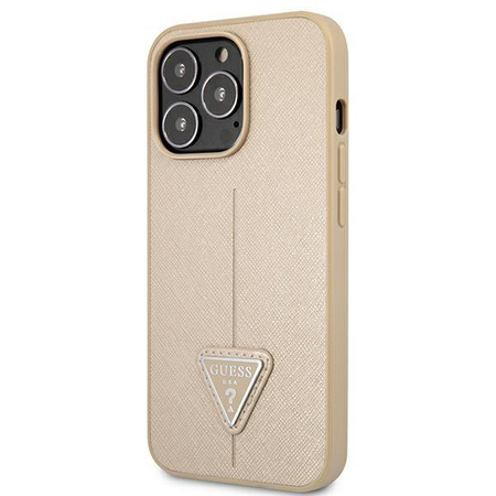 Guess Saffiano Triangle Logo Case - Coque iPhone 13 Pro Max (beige)