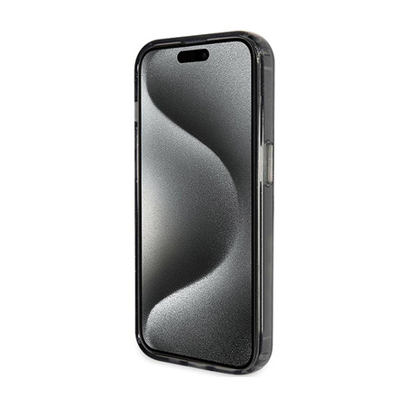 Guess Ring Stand Script Glitter MagSafe - pouzdro pro iPhone 15 Pro Max (černé)