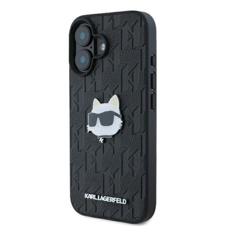 Karl Lagerfeld Monogram Choupette Head Pin - Pouzdro iPhone 16 (černé)