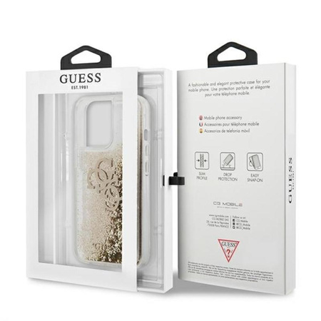 Guess Liquid Glitter 4G Big Logo - iPhone 13 Pro tok (arany)