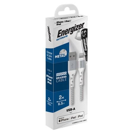 Energizer Ultimate - USB-A Lightning csatlakozó kábel MFi tanúsítvánnyal 2m (fehér)