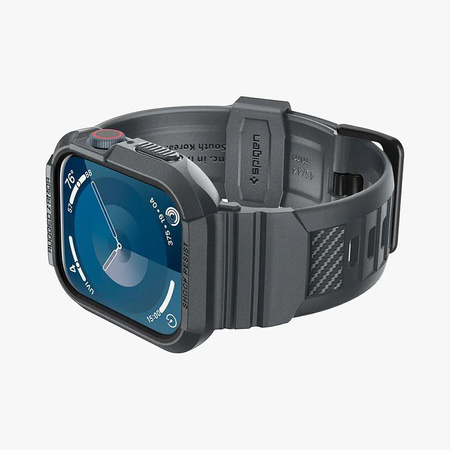 Spigen Rugged Armor Pro - Pánt tokkal Apple Watch 4/5/6/7/8/9/9/SE 44/45 mm-es órához (sötétszürke)