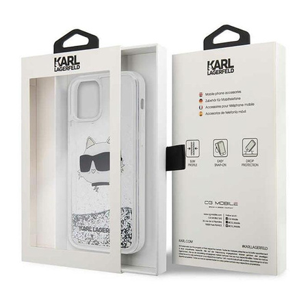 Karl Lagerfeld Liquid Glitter NFT Choupette Head - iPhone 12 / iPhone 12 Pro Case (silver)