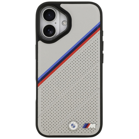 Custodia MagSafe per iPhone 17 con logo tricolore in metallo BMW M (grigio)