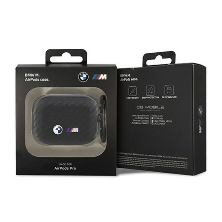 BMW Carbon Double Metal Logo - Case for Apple AirPods Pro (Black)