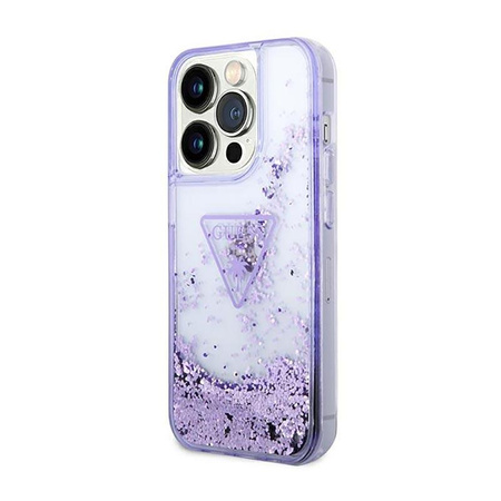 Guess Liquid Glitter Triangle Logo Case - Coque iPhone 14 Pro Case (violet)