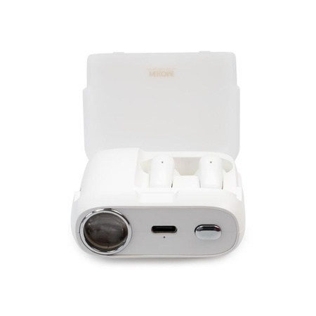 WEKOME S28 Pop Digital Series - Casque d'écoute sans fil Bluetooth V5.3 TWS avec étui de chargement et fonction projecteur (Blanc)