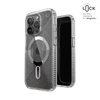 Speck Presidio Lux Grip ClickLock & Magsafe - Coque pour iPhone 15 Pro (Transparent / Finition chromée / Argent Serein)