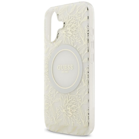 Guess IML Flowers Electro Pearl Strap MagSafe - Case iPhone 17 (white)