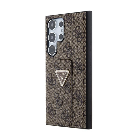 Guess Grip Stand 4G Triangle Strass Logo - Samsung Galaxy S24 Ultra Tasche (braun)