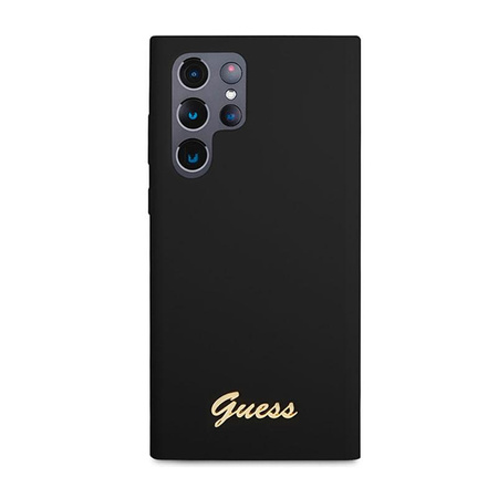 Guess Silikon Script Metall Logo - Samsung Galaxy S23 Ultra Tasche (schwarz)