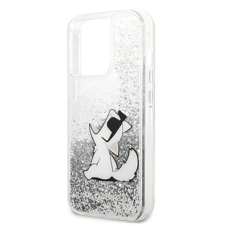 Karl Lagerfeld Liquid Glitter Choupette Fun - iPhone 13 Pro Max Tasche (silber)
