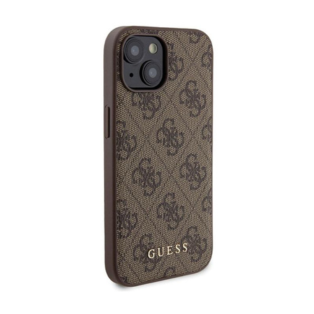 Guess Bundle Pack MagSafe 4G Metal Gold Logo - Etui + Power Bank 5000mAh MagSafe iPhone 15 (marron)