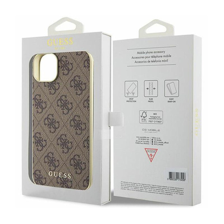 Guess 4G Charms Collection - pouzdro na iPhone 15 (hnědé)