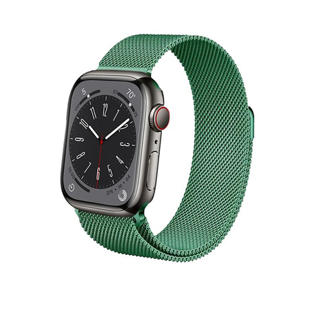 Crong Milano Steel - Řemínek z nerezové oceli pro Apple Watch 44/45/46/49 mm (zelený)