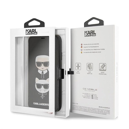 Karl Lagerfeld Booktype - Étui pour iPhone 11 Pro Max avec porte-cartes (Noir)
