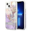 Guess Liquid Glitter Flower - Schutzhülle für iPhone 13 mini (Violett)