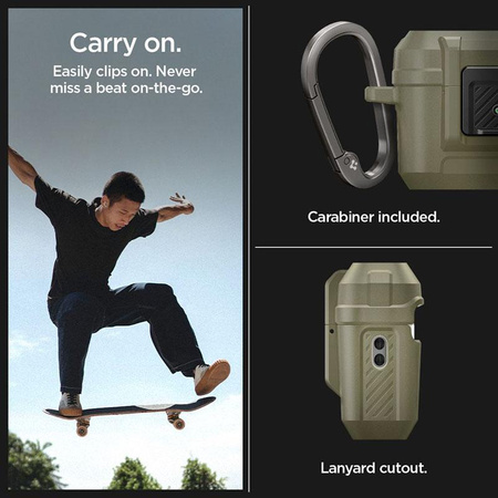 Spigen Lock Fit - Étui blindé pour Apple AirPods Pro 1 / 2 (Vintage Khaki)