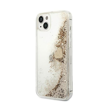 Guess Liquid Glitter Charms - Coque pour iPhone 14 Plus (Or)