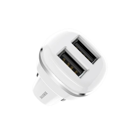 Borofone - Chargeur de voiture USB 2x, blanc