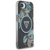 Guess IML Metall Glitter Blumen Dreieck MagSafe - Tasche für iPhone 16e (schwarz)