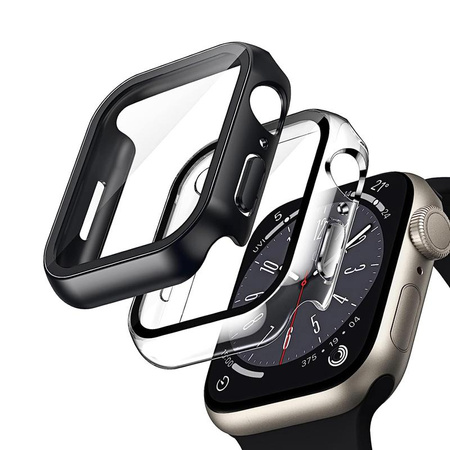 Crong Hybrid óratok - üvegfóliás tok Apple Watch 44 mm-hez (átlátszó)