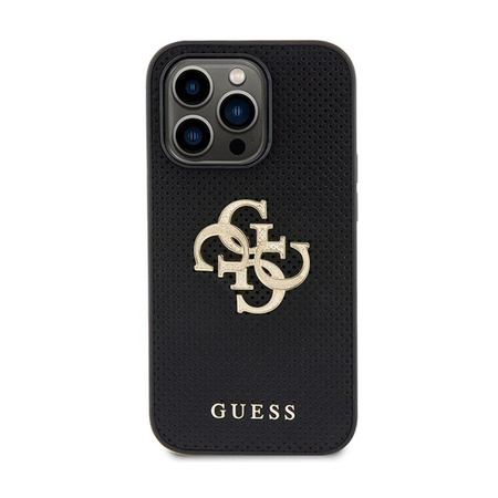 Guess 4G Perforated Glitter - iPhone 15 Pro Tasche (Schwarz)