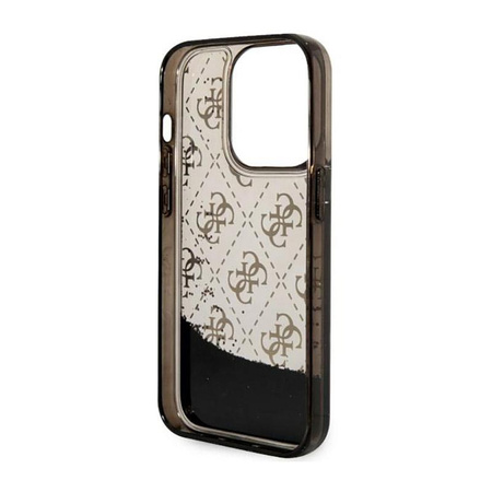 Pouzdro Guess Liquid Glitter Transculent 4G - iPhone 14 Pro (černé)