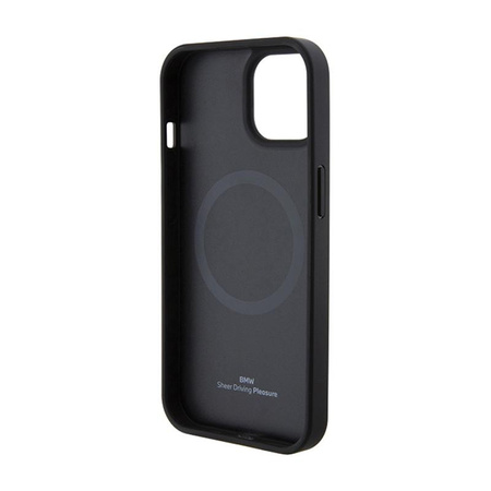 BMW Leather Hot Stamp MagSafe - Étui pour iPhone 15 Plus (Noir)