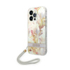 Guess Flower Cord - Etui ze smyczką iPhone 14 Pro (fioletowy)