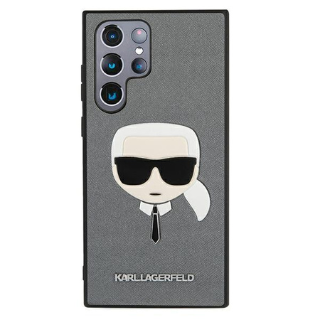 Karl Lagerfeld Saffiano Ikonik Karl`s Head - Samsung Galaxy S22 Ultra Case (silver)