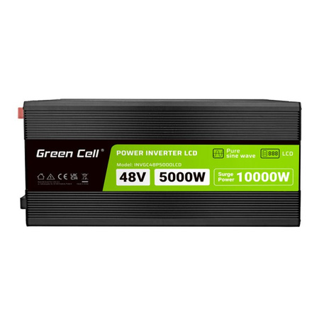 Green Cell - Onduleur de puissance avec écran LCD 48V à 230V 5000W/10000W Convertisseur de tension à onde sinusoïdale pure