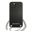 Karl Lagerfeld Leather Textured and Chain - pouzdro pro iPhone 13 (černé)