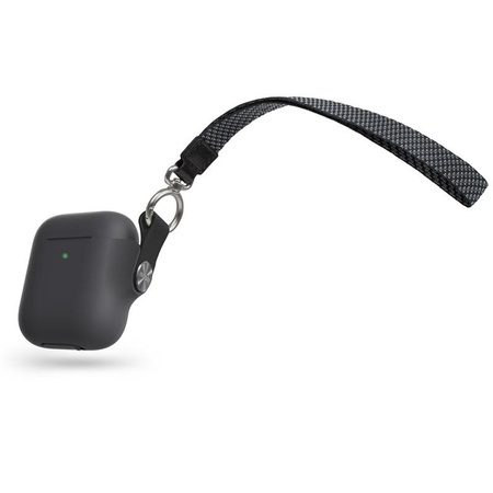 Moshi Pebbo - AirPods-Tasche mit abnehmbarer Handschlaufe (Shadow Black)