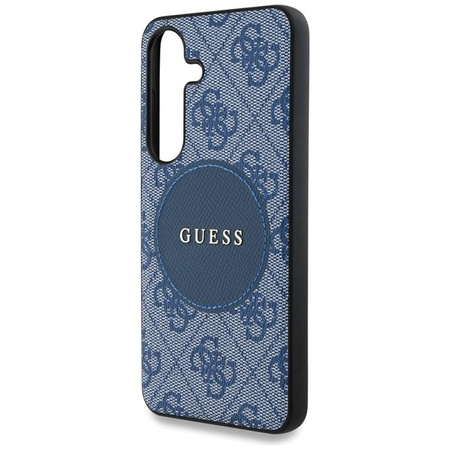 Guess 4G Round Patch Classic Logo MagSafe - étui pour Samsung Galaxy S25 (bleu)