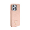 Guess Kroko-Dreieck Metall-Logo - iPhone 15 Pro Tasche (rosa)