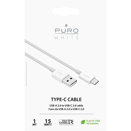 PURO White - Kabel połączeniowy USB-A / USB-C 1 m (biały)