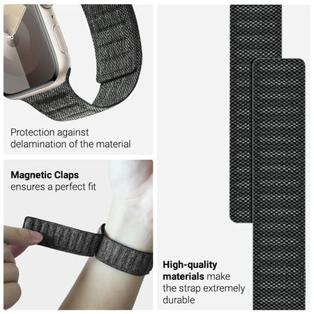 Crong Melange - Magnetic Strap for Apple Watch 42/44/45/49 mm (black melange)