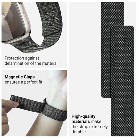 Crong Melange - Magnetic Strap for Apple Watch 44/45/46/49 mm (black melange)