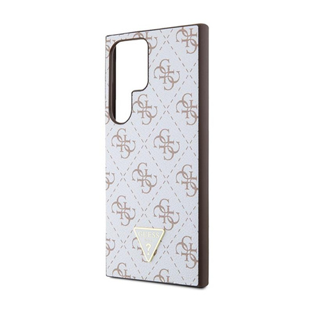 Guess 4G Triangle Metal Logo - pouzdro pro Samsung Galaxy S24 Ultra (bílé)