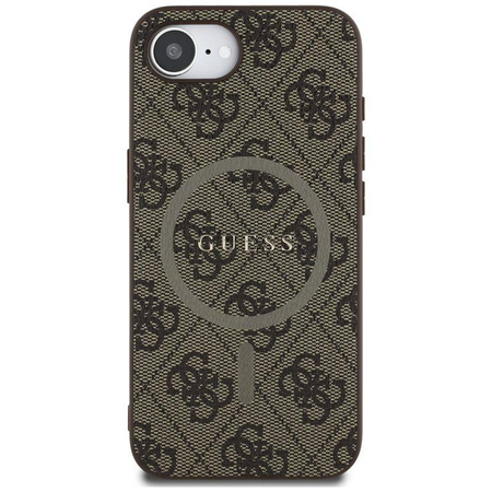 Guess 4G Ring Classic Logo MagSafe - pouzdro pro iPhone 16e (hnědé)