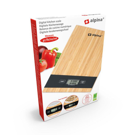 Alpina - Digitální bambusová kuchyňská váha 5kg