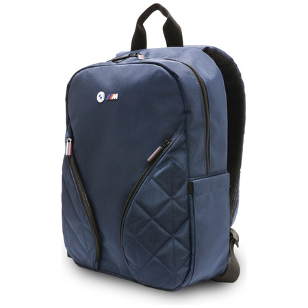 Zaino per notebook da 16" con tasche in nylon e logo in metallo BMW (blu navy)