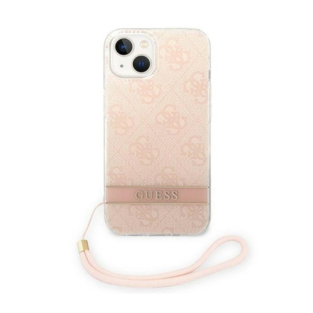 Guess 4G Print Cord - Etui avec dragonne iPhone 14 Plus (rose)