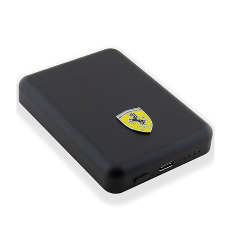 Ferrari Metal Logo MagSafe - Indukciós Power Bank 5000 mAh 15W MagSafe (fekete)