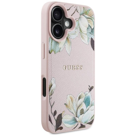 Guess Grained Printed Flower Pattern MagSafe - Case for iPhone 16 (pink)
