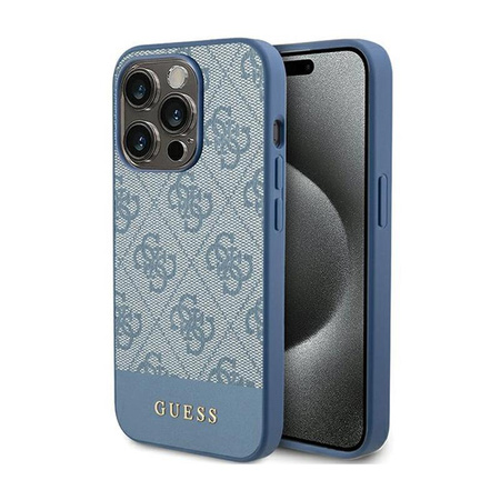 Guess 4G Bottom Stripe Metal Logo Collection - pouzdro pro iPhone 15 Pro Max (modré)