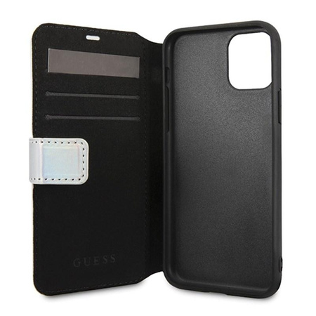 Guess Iridescent Booktype - iPhone 11 Tasche (Silber)